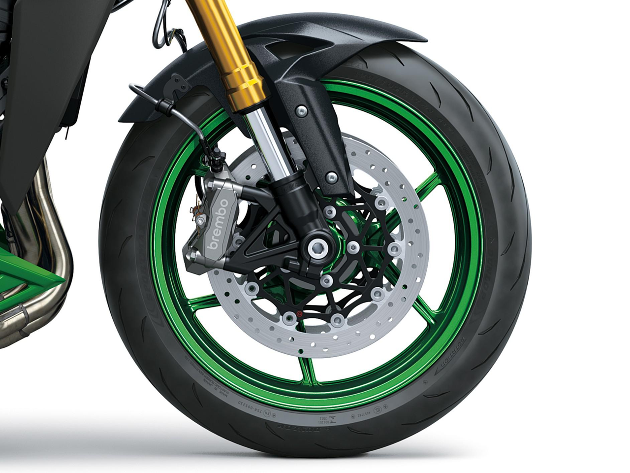 Brembo-forbremser og Öhlins-fjæring